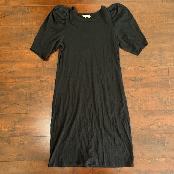 NATION LTD Anthropologie Jules Puff Sleeve Mini Shift Dress Black Size Small - Picture 4 of 11